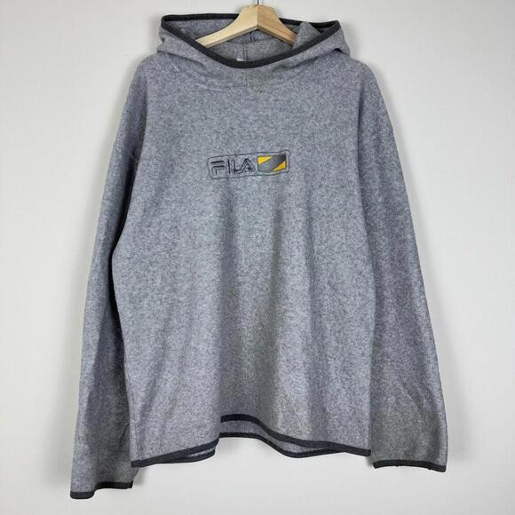 Vintage FILA 90s Fleece Hoodie Mock Neck Men’s Large Canada Made Logo Y2K Relax - Picture 2 of 6